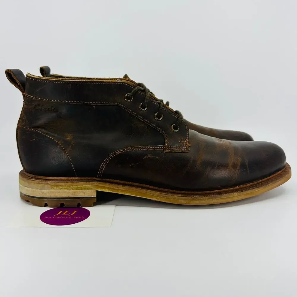 Clarks Men's Foxwell Mid Beeswax Leather Lace Up Chukka Boots Size 8.5